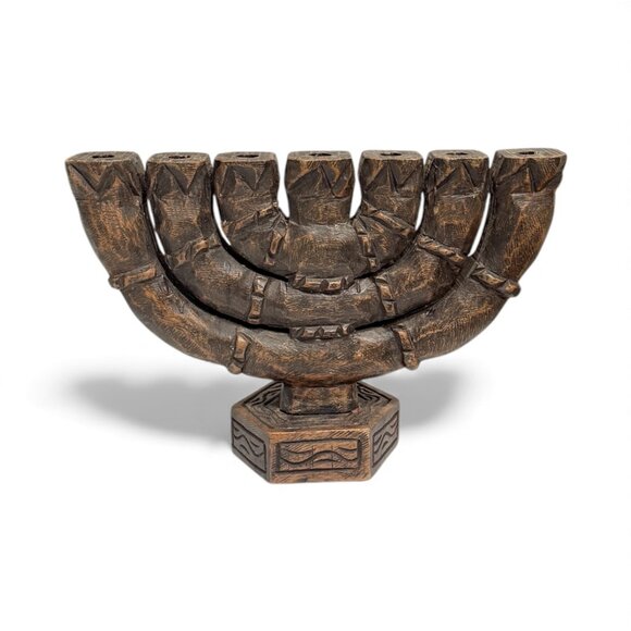 Vintage Other - Vintage Large Carved Wood 7 Branch Menorah/Candelabra Signed